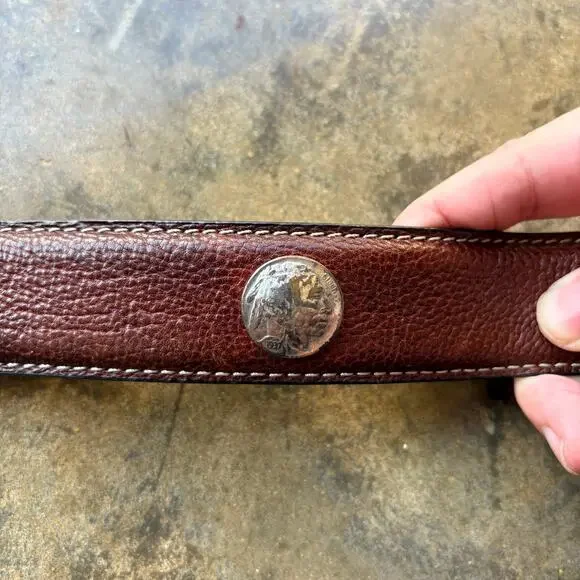 Beautiful Vintage 90s Bison Leather Belt‎ - Picture 3 of 5